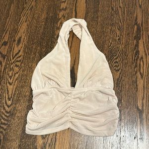 Forever21 Champagne Halter Crop Top